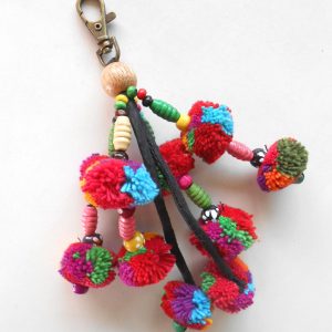 Key Holder 4 Legs Little Pom Poms Keychain Zip Pull Bag Accessory Decoration by Handmade. (AC1005)