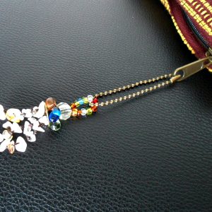Bead Stones Keychain Zip Pull Bag Accessory key fob keyring Decoration by Handmade. (AC1053)