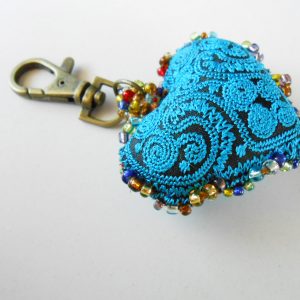 Little Heart / Beads Keychain, Zip Pull, Bag Accessories, Pretty Textile Handmade. (AC1021)