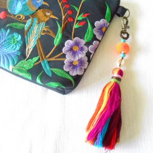 Colorful Tassel Keychain Zip Pull Bag Accessory Decoration shell & pom pom Handmade. (AC1027)