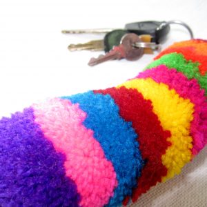 Furry Tail Rainbow Keychain Zip Pull Bag Accessory Thailand Handmade (AC1012)