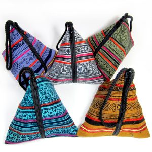 Pyramid Bag, Zipper pocket, Pouch Triangle Hmong handbags Hill Tribe Thailand Handmade (KP1002)