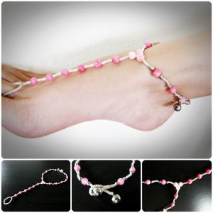 Anklet-toe-Ring, Barefoot Sandals - footwear, Stone Bead, Wax Cord, Bohemian, Anklets Handmade Thailand Jewelry. JA1016
