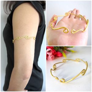 Golden Brass Upper Arm Bracelet / Armlet Pahurad Bangle for the arm Cuff Coil Ivy Adjustable Jewelry Handmade. JB1015