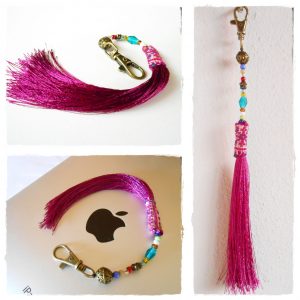Beauty Purple Tassel Keychain, Zip Pull Bag Accessory Decoration by Handmade. (AC1068-PU)