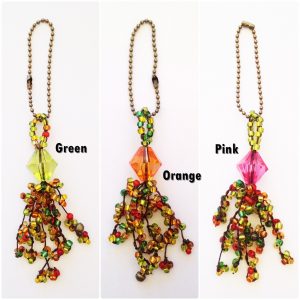 Diamond keychain Zip Pull Bag Accessory colorful by Handmade. (AC1052)