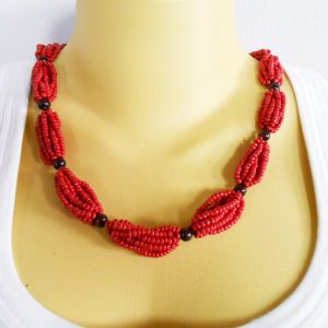 Beads Statement Necklace, Beadwork Necklace Handmade Thailand Jewelry. (JN1020)