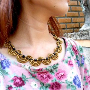 Boho Necklace Handmade Brass Wave Cascade, Adjustable Size, Thailand Jewelry. (JN1016)