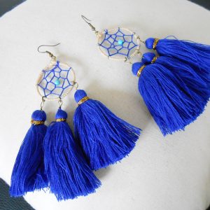 Dream Catcher Dangle Earrings, Tassel Native Style, Handmade Earrings. (JE1058)