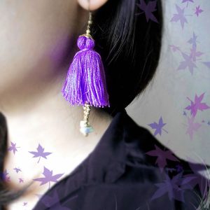 Chubby Tassel Earrings with beads and stones Jewelry Handmade (JE1053)