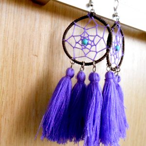 Dream Catcher Dangle Earrings, Native Style, Handmade Earrings. (JE1059)