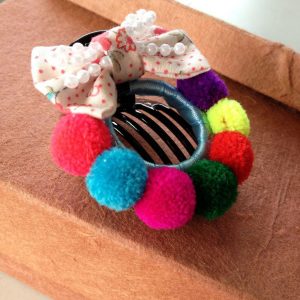 Pom Poms Hair Clip, Colorful Hair Accessories, Women Accessory - Thailand Handmade. (JH1012)