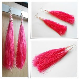 Pretty Long Tassel Earrings 'Life of Pink' Jewelry Earrings Handmade. JE1052-PI