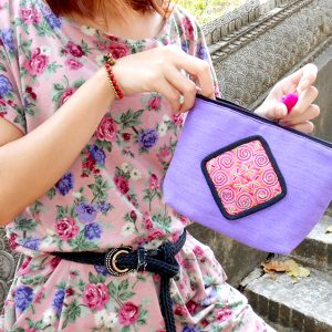 Zipper Pouch, Clutch, Small bag, Cosmetic Bag, Hemp Fabric Hand Embroidery (KP1007)