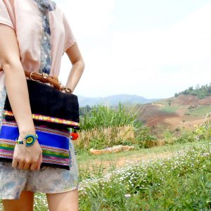 Handmade Clutch Bag Tribal Patterned Fabric, Scalable, Fashion bags Hill Tribe. (KP1205)